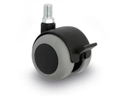 Rueda giratoria mina aro doble goma ø50 gris con freno con fijacion incluida.