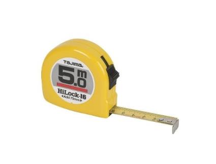 Flexometro hi-lock-16 tajima 5mtos caja abs. cinta acero amarillo. homologado.