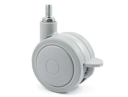 Rueda giratoria doble ø75 rolom er m8 con freno gris-