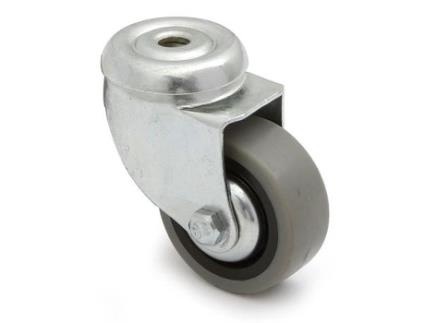 Rueda giratoria trial aro de goma ø50 tp10 zincado con antihilo. 35kgs/rueda.