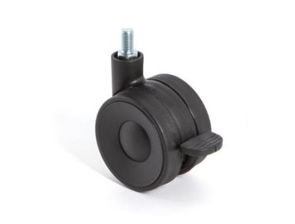 Rueda giratoria kroos aro doble ø60 m8 acabado negro freno con freno