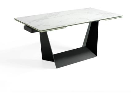 Mesa de Refeição ANGEL CERDÁ S.L. 1014 (Branco, Preto - Vidro - 180/225/270  x 90 x 75 cm)