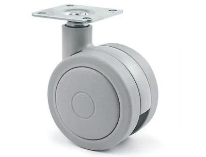 Rueda giratoria doble ø75 rolom plástico gris-