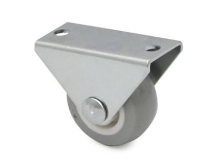 Rueda fija azura aro de goma gris ø30 h35 soporte de acero zincado.