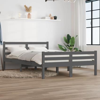 vidaXL Estrutura cama pequena casal 120x190 cm pinho maciço cinza