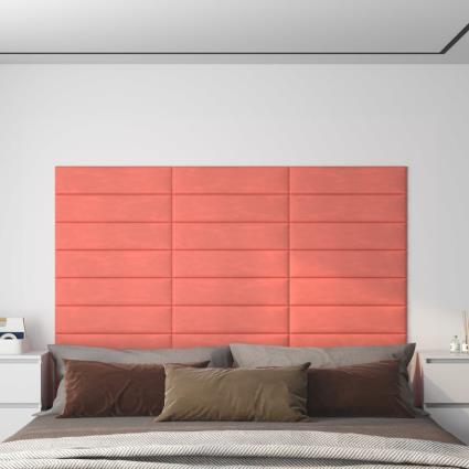 vidaXL Painel de parede 12 pcs 60x15 cm veludo 1,08 m² cor rosa