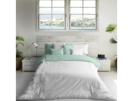 Capa Nórdica Naturals Bicolor Branco/Verde Cama de 150 240 X 270 cm