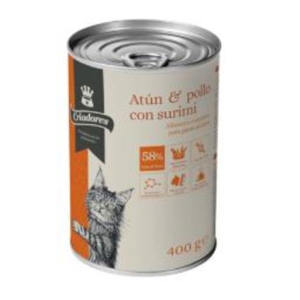 Criadores comida húmida atum e frango para gatos