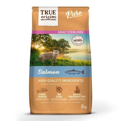 True Origins Adult Pure Sterilised Salmão ração para gatos
