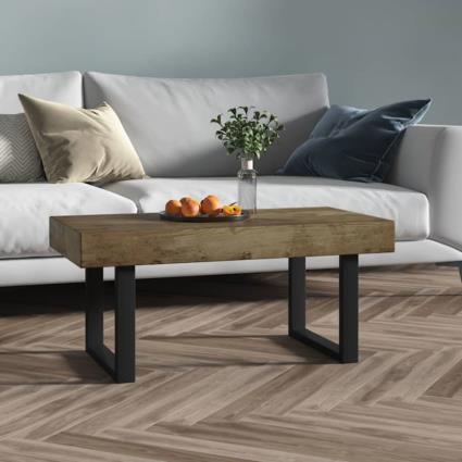 vidaXL Mesa de centro 90x45x40 cm MDF e ferro castanho-escuro e preto