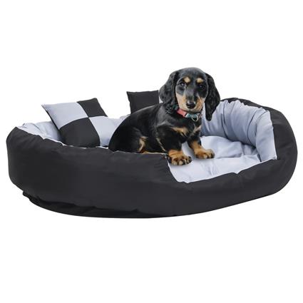 vidaXL Almofadão p/ cães reversível e lavável 110x80x23 cm cinza/preto