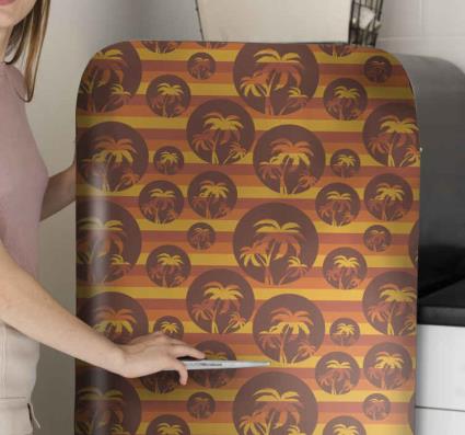 Vinil para frigorífico Refrigerador retro sunset e palms