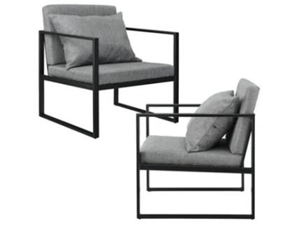 Conjunto de Cadeiras de Jantar [EN.CASA] (2 Un - Cinzento Escuro - 70x60x60 cm - Ferro)
