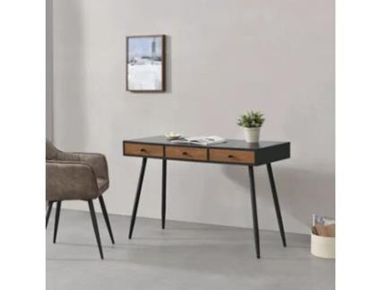 Secretária EN.CASA Metal/Aglomerado (Efeito Preto/Madeira Tonalidade Escura - 75 x 115 x 48 cm)