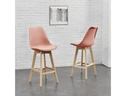 Conjunto de Cadeiras de Jantar [EN.CASA] Lublin Pink (Couro sintético, Faia - 105 x 48 x 58 cm)