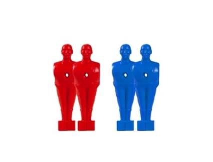 Conjunto de 4 jogadores minifiguras matraquilhos 2 vermelho 2 azul haste sobressalente 16 mm