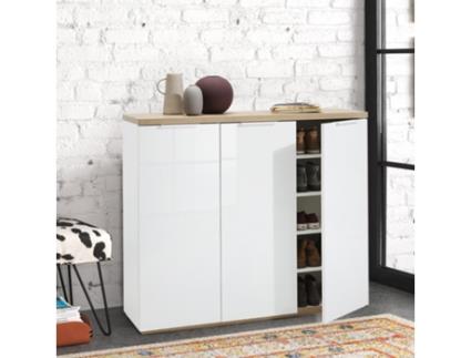 Sapateira Multiuso com 3 Portas Branco Brilhante 30 Pares de Sapatos