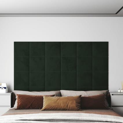 vidaXL Painel de parede 12 pcs 30x30cm veludo 1,08 m² cor verde-escuro