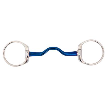 Br Mullen Mouth Snaffle Sweet Iron Medium Bow 14 Mm Bit Azul 13.5 cm