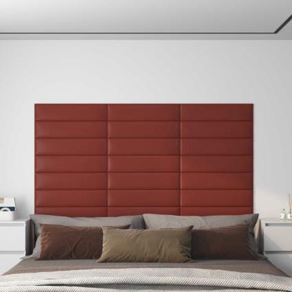 vidaXL Painel parede 12 pcs 60x15 cm couro art. 1,08 m² vermelho tinto