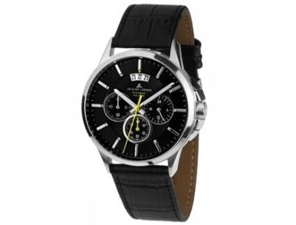 Relógio JACQUES LEMANS Homem (Pele - Preto)