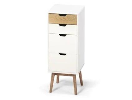 Cómoda FORNOR Wita 4 Gavetas (Branco - Madeira - 40x40x94 cm)