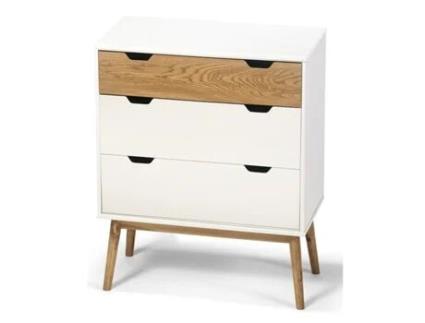 Cómoda FORNOR Wita 3 Gavetas (Branco - Madeira - 80x40x82 cm)