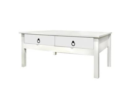 Mesa de Centro FORNOR Scandi Mesa Café (100x44x40 cm - Madeira - Branco)