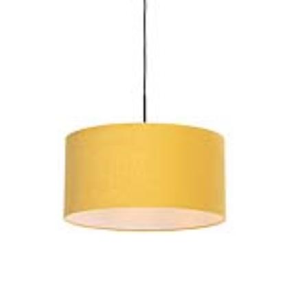 Candeeiro de suspensão moderno preto com abajur 50 cm amarelo - Combi 1