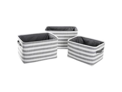 Conjunto de Cestas Dkd Home Decor Cinzento Riscas.
