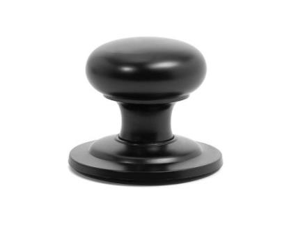 Pomo puerta chato opacio d68 negro base diametro 85mm.