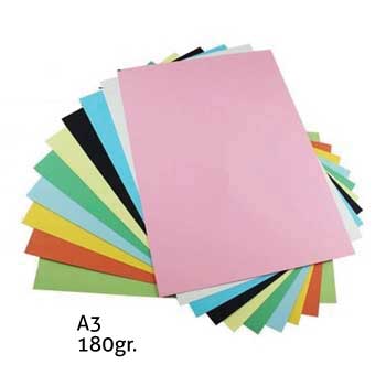 Cartolina 180gr 50 Folhas A3 Cores Fortes Sortidas
