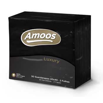 Guardanapos 40x40 2fls Amoos Luxury Preto 50un