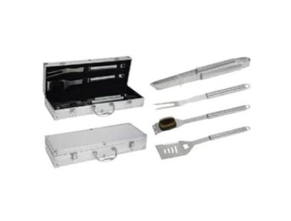 Accesorios barbacoa 4 piezas inoxidable maletin