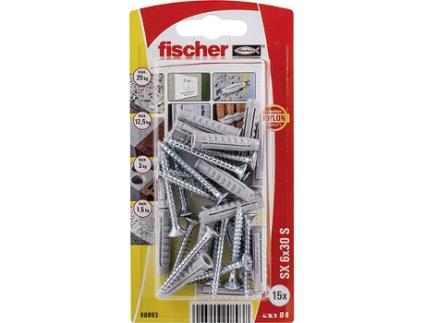Pack 15 buchas maciças sx com parafuso  6 x 30 mm