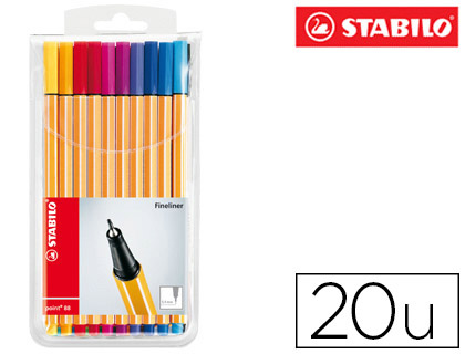 Caneta de Traço Fino Point 88®, Ponta Fina, Corpo Laranja, Várias Cores de Tinta