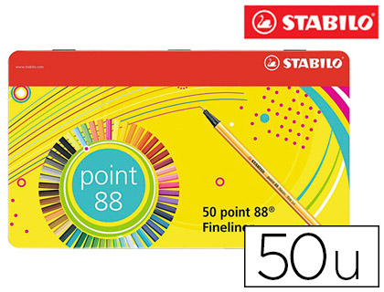 Marcador 0,4mm Fineliner  Point 88 Estojo Metal 50 Cores Sortidas