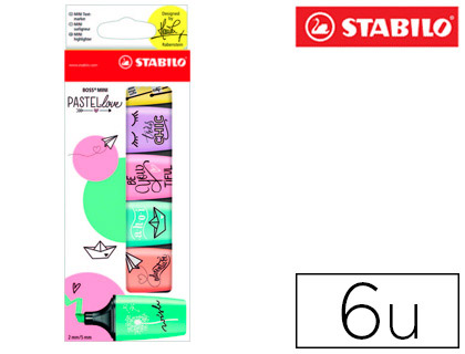Marcador Fluorescente Pastel  Boss Mini Pack 6 Unidades