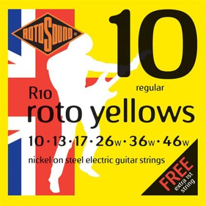 Jogo de Cordas  Guitarra Elétrica Nickel Wound R10 Roto Yellows 10-46