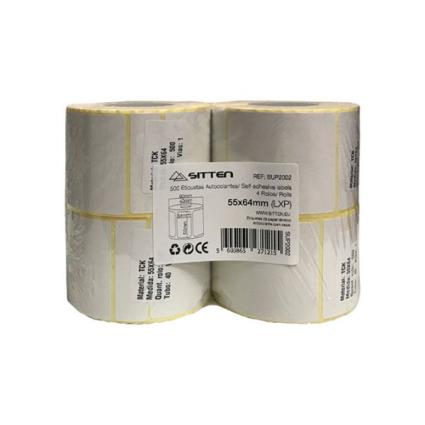 Rolo de Etiquetas Térmicas, 500 Etiquetas, 55 x 64 mm, Branco
