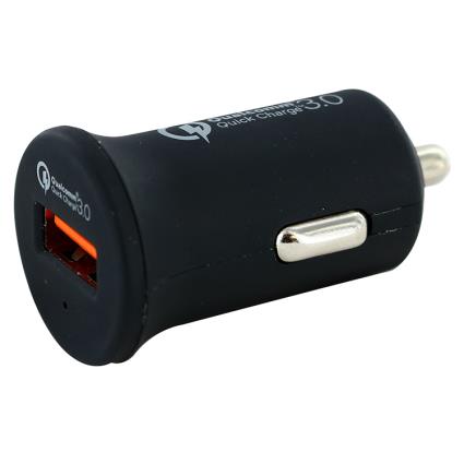 CARREGADOR DE CARRO 1 USB - 3.0 A PRETO QUICK CHARGE