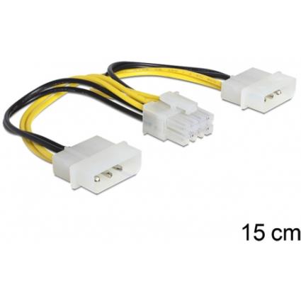 Cabo de Alimentação 2x 4pin Molex 8pin EPS Macho 15cm