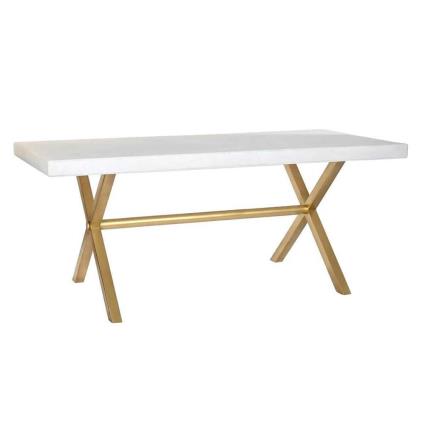 Mesa de Jantar Dkd Home Decor Dourado Branco Latã.