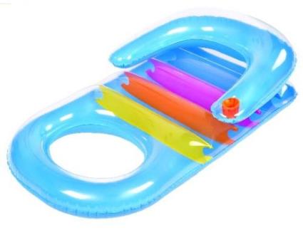 Jilong Jl026079Npf Flutuador de Piscina & Praia Azul Vermelho Transparente Amarelo Espreguiçadeira Flutuante Vinil/Preto