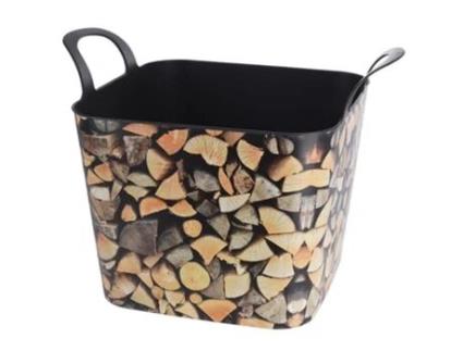 Capazo 53x40 cm decorado leña