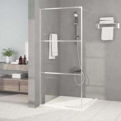 Divisória de Chuveiro Prateado 90x195 cm Vidro Esg Transparente