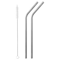 Conjunto de 2 Palhinhas Dobradas Inox + Escovilhão de Limpeza 3 unidades - Qwetch