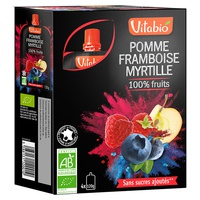 Pacotinho Fruta Maçã, Framboesa e Mirtilo 4 unidades de 120g - Vitabio