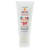 Creme solar infantil FPS 50+ Babycare com filtros minerais 100 ml de creme - Viventie