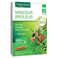 Queimador de emagrecimento Chá verde Café verde guaraná Orgânico Meadowsweet 20 ampolas de 10ml - Naturland